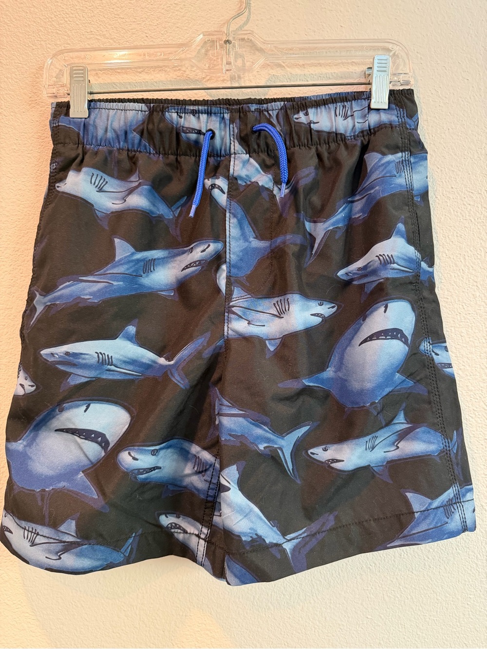 GAP Black Swim Trunks with Blue Shark Print
